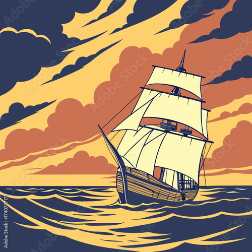 sailing ship in the sea