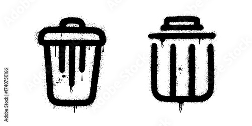 Graffiti stencil art of trash bin waste management recycle symbol design