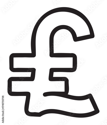 Thick black outline of the pound sterling currency symbol, showcasing the iconic looped design.