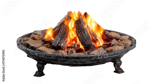 Fire pit miniature background isolated on a Transparent background, PNG file.