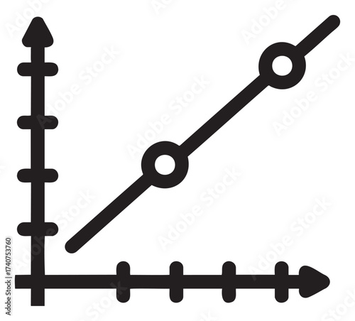 Black outline icon of a simple graph with an upward diagonal line and two nodes on a grid axis.