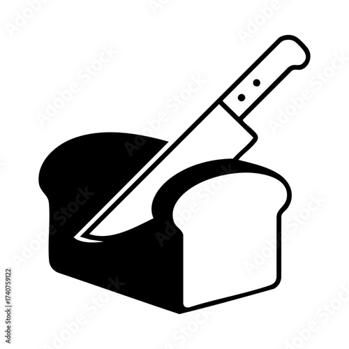 Bread and knife icon for bakery use