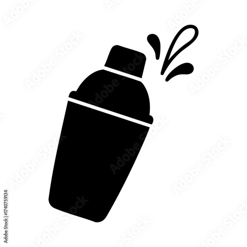 Cocktail shaker icon with splash design