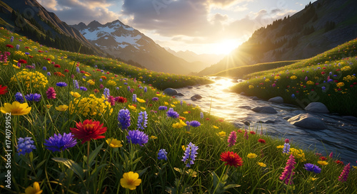 spring landscape with flowers