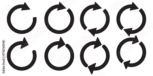 circle arrow icon set. circular arrow icon, refresh, reload arrow icon symbol sign, vector illustratio