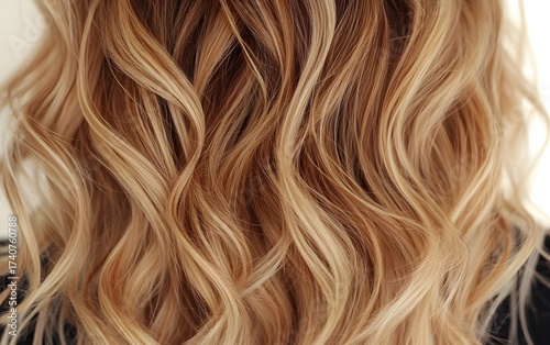 Close up of beautifully highlighted blonde hair with soft natural waves