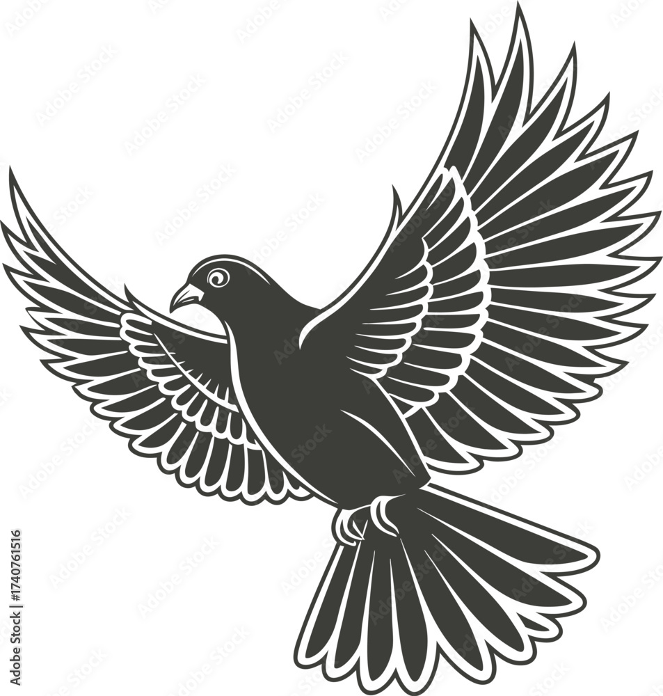 Obraz premium Vector illustration of a Bird. Pigeon Vector illustration Silhouette