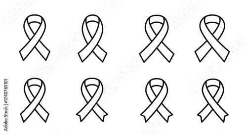 Black and white awareness ribbons arranged in a grid formation