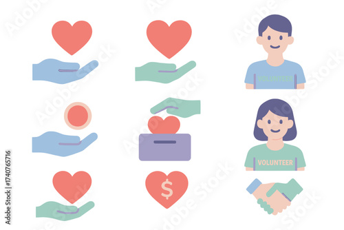 Charity and volunteering concepts in soft gradient style with human figures