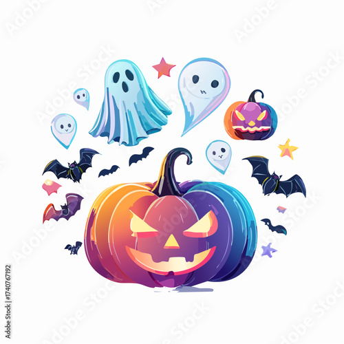 Cyberpunk Sci Fi Halloween Vector Icon Design