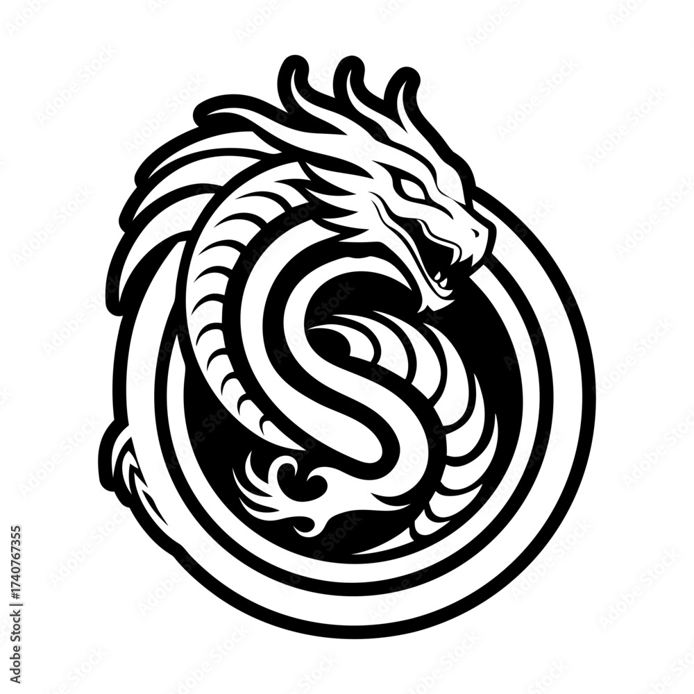 Obraz premium Pack of Glyph Style Dragon Symbols