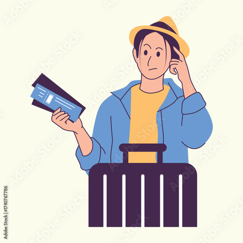Illustration of an Woman Backpacker Travel Vacation