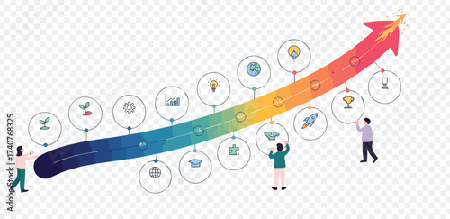 Business Growth and Success Timeline Illustration