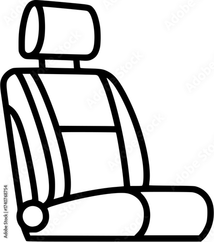 Vector art of car seat line icon, vehicle interior detail, transportation equipment
