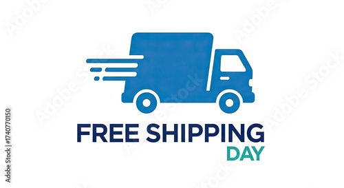 Free shipping day truck icon isolated on white background