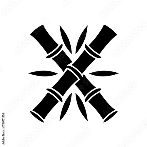 Crossed bamboo sticks line icon, symbolizing traditional Eastern massage methods.
