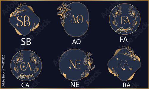 initial wedding monogram logo,ab,ba,na,sb,ao,ca,af,ah,da,ad,ym,as,bj,nr,oe,hu.hb,co,hb, initial logo template.