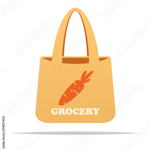 Grocery tote bag with carrot icon vector isolated illustration