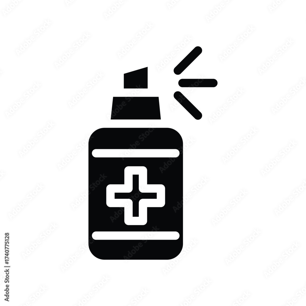 Fototapeta premium Sanitizing spray bottle solid icon vector design good for web or mobile app