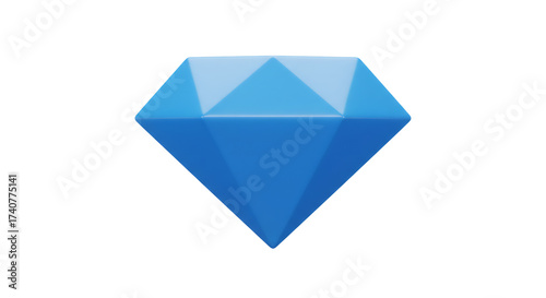 Isolated Faceted Blue Diamond Gemstone on Transparent Background Rendered for Digital Art and Graphic Design Projects