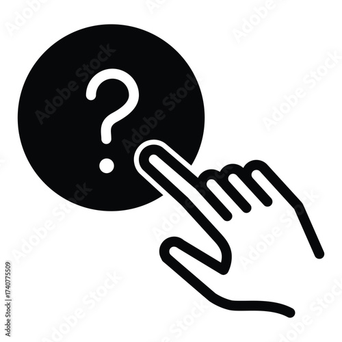 hand pointing to question mark concept of choice solid icon vector design good for web or mobile app