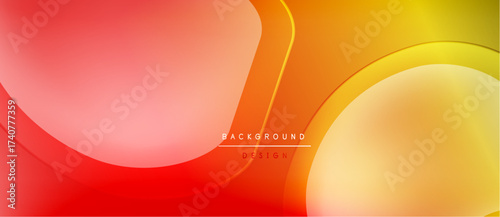 Abstract fluid shapes, vibrant gradients. Red, orange, yellow hues blend smoothly. Modern design element for backgrounds, presentations.