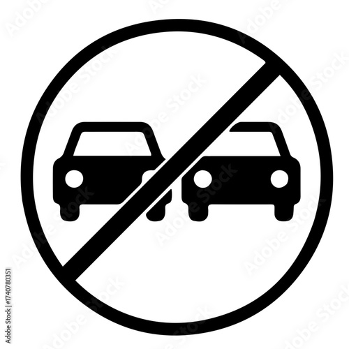 No Overtaking Black and White Icon