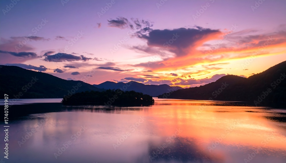 Fototapeta premium Serene sunset over a tranquil lake (3)
