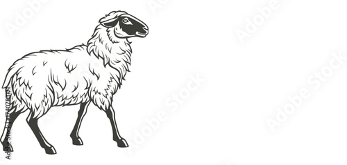 Line Art Sheep Vector illustration Silhouette