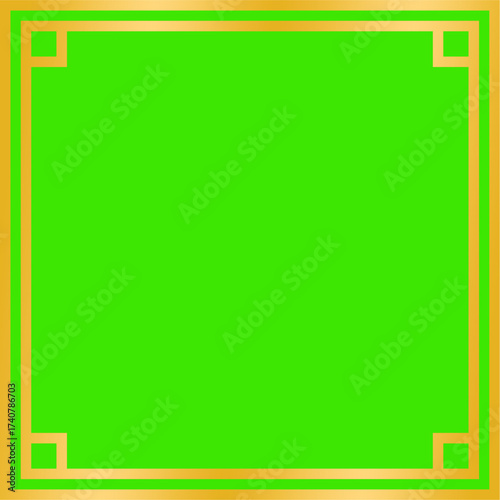 gold frame green screen vector design template