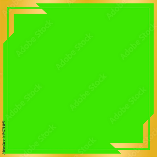 gold frame green screen vector design template