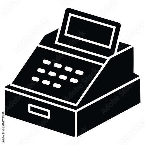 cash register icon on white background
