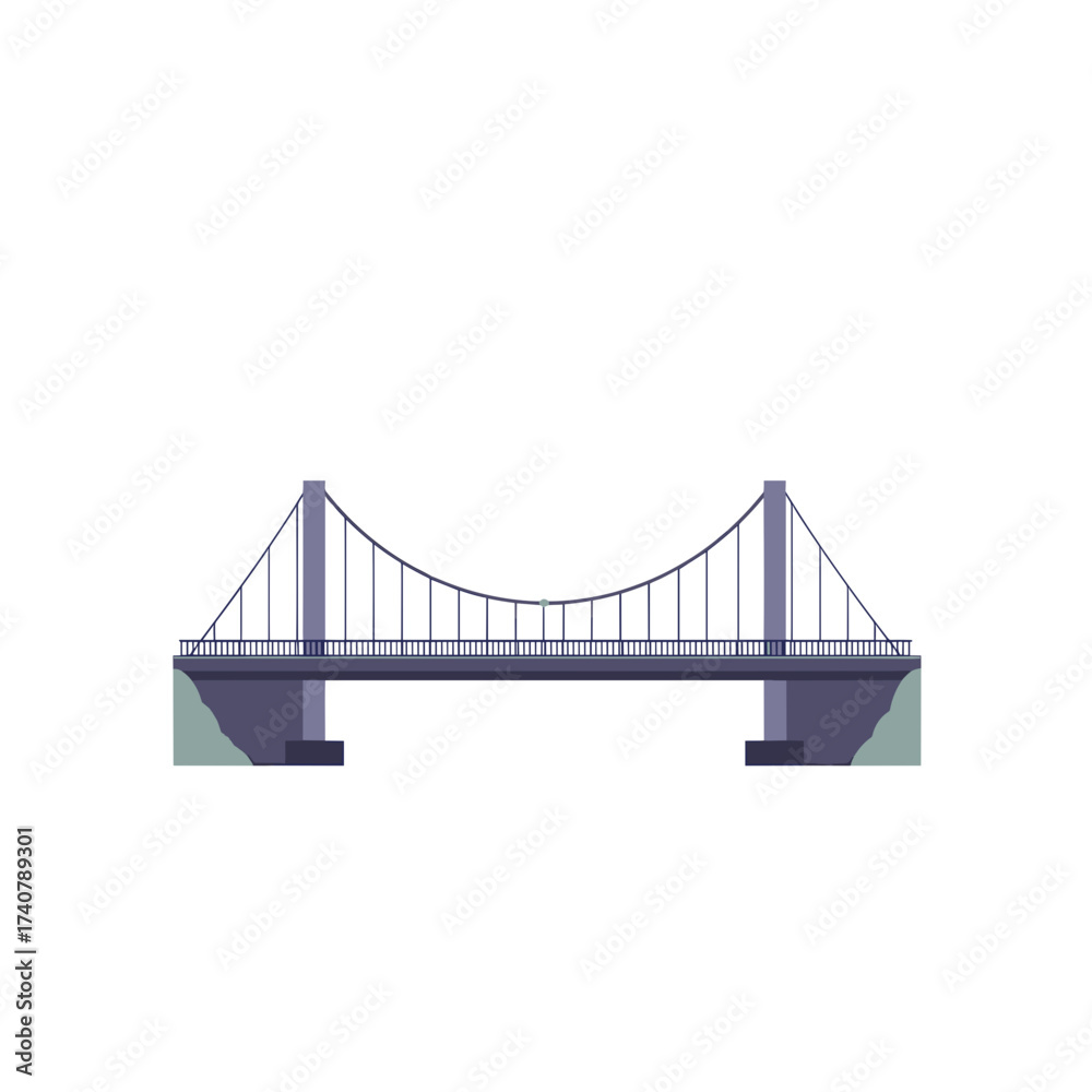Obraz premium Modern bridge illustration with cable design in minimalist style