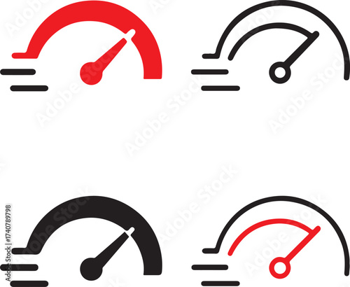 Speed icon set, fast motion icons, velocity performance symbols, quick design, minimal speed vector, modern speed icons, isolated speed collection