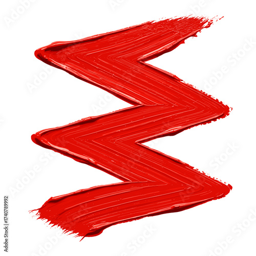 Red zigzag paint stroke on white background  