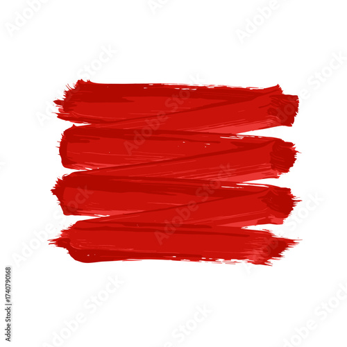 Red paint strokes on white background in abstract style  
