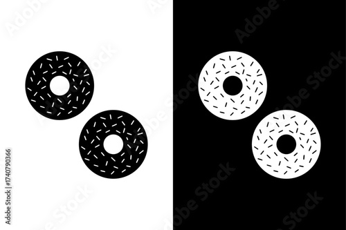 Simple Donut Icon Black and White – Bakery Sweet Treat Design.
