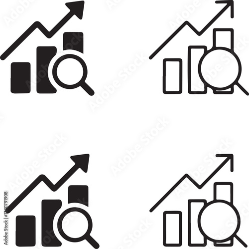 Market analysis icon set, business analytics icons, statistics chart symbols, market analysis vector, market analysis icons, market analysis design, isolated market analysis set, modern analysis icon