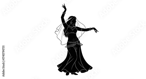 silhouette of a belly dancer performing