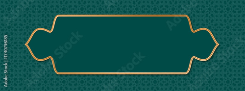 Arabic style Banner. Ramadan frame. Golden border with pattern for banner. Islamic luxury design