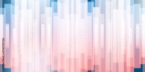 Abstract vector background with vertical layers of gradient rectangles, thick lines in soft peach, pink and blue tones. Modern geometric design for digital, decorative and creative use.