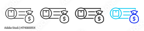 Money Storage icon set collection in creative outline style for business featuring multiple thickness variations suitable for profit finance money management accounting and investment growth