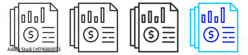 Profit Data icon set collection in creative outline style for business featuring multiple thickness variations suitable for profit finance money management accounting and investment growth