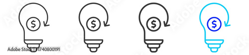 Finance Indicator icon set collection in creative outline style for business featuring multiple thickness variations suitable for profit finance money management accounting and investment growth