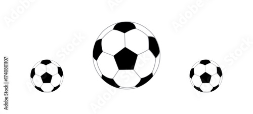 Soccer ball. Black and White football ball. Flat icon. Simple cartoon clipart. Logo soccer ball for design print.