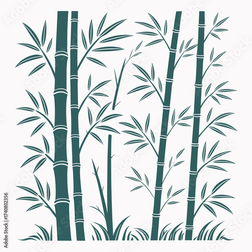 Vector art of bamboo forest, featuring lush green bamboo stalks and leaves, perfect for naturethemed designs and asianinspired illustrations