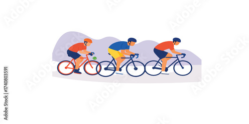 Print  Cycling competition flat vector illustration