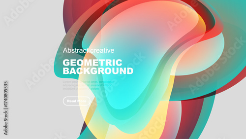 Fluid shapes blend, creating vibrant abstract background. Colors transition smoothly, offering modern visual appeal. Text overlay present.