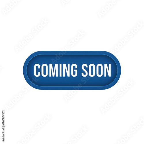 A dark blue, elongated button with debossed 