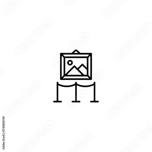 Simple outline icon of a painting on display in an art gallery